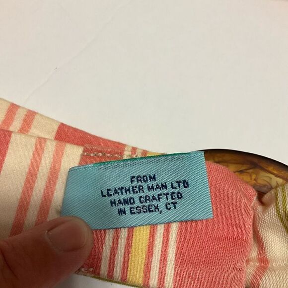 Eliza B Preppy Fabric Striped Belt with Slide Tortoise Shell Buckle, Small - Picture 6 of 8